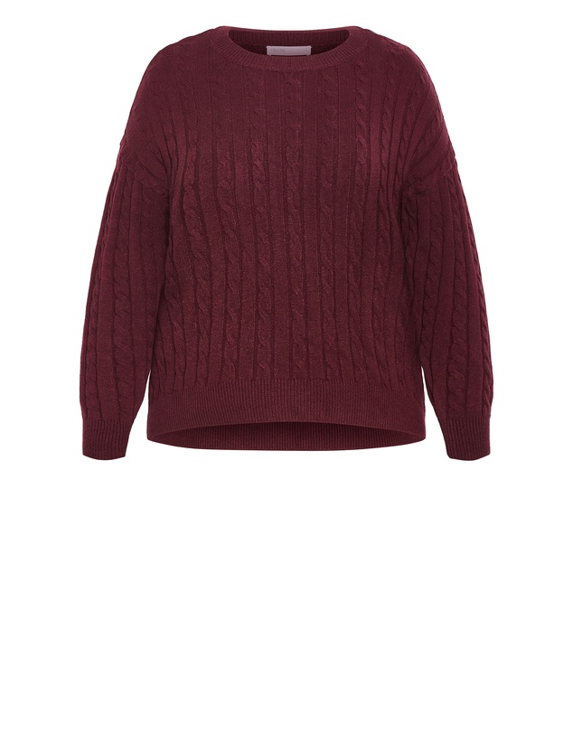 City Chic - Plus size Kenia Crew Neck Knit Jumper - wildberry