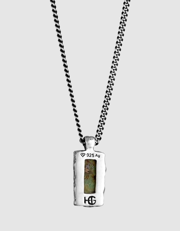 Haze & Glory - ICONIC EXCLUSIVE - Necklace Men Bold Bar African Turquoise 925 Sterling Silver