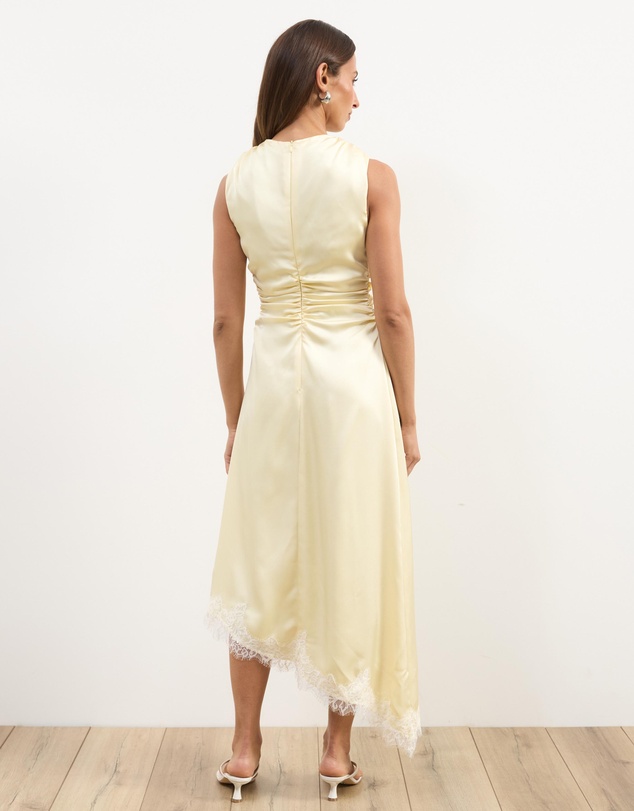 Atmos&Here - Quinn Satin Midi Dress With Lace Trim