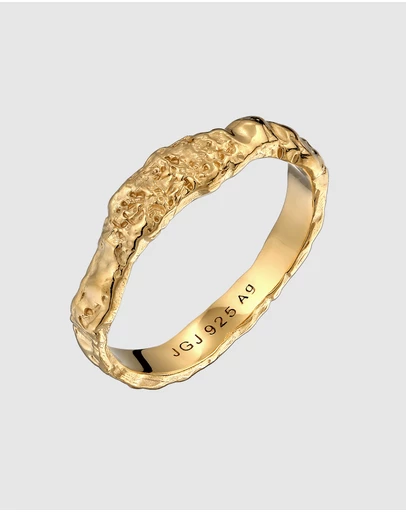 Elli Jewelry - Textured Band Ring in Gold-Plated 925 Silver