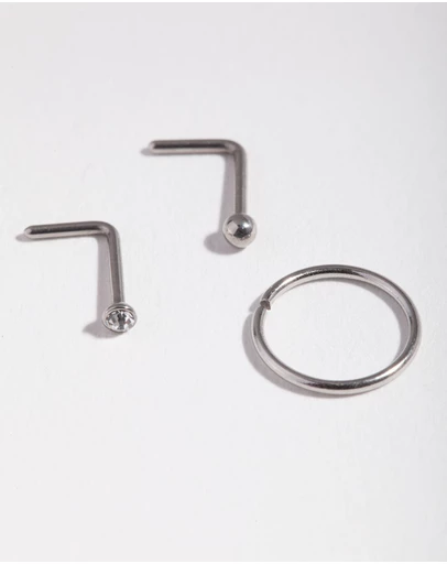 Lovisa - Surgical Steel Diamante Nose Ring Pack