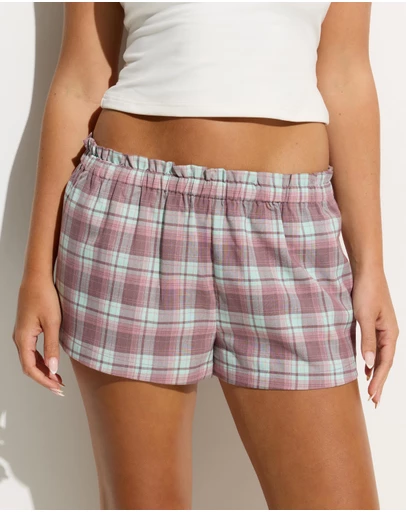 Dazie - Isla Gathered Check Micro Shorts