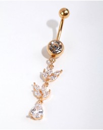 Lovisa - Gold Surgical Steel Marquise Cubic Zirconia Belly Bay