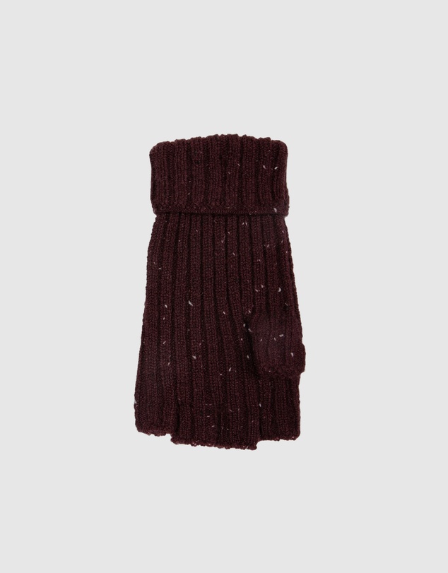 DENTS - Ribbed Knit Fingerless Gloves with Mitten Flap