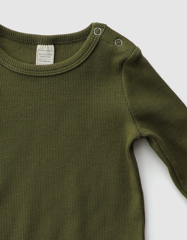 WITH LOVE FOR KIDS - Basics Thick Ribbed Long Sleeve Onesie - Babies