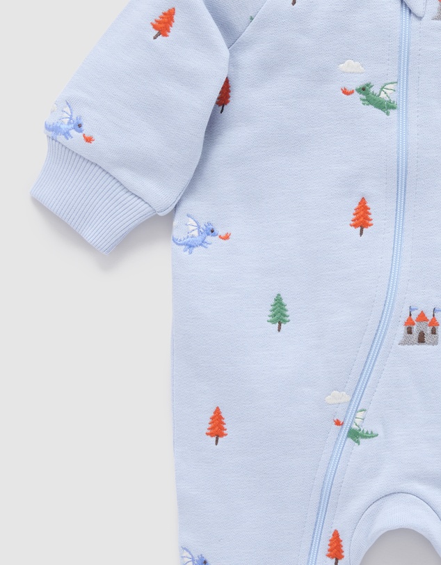 Purebaby - Embroidered Fleece Growsuit -Kids-Babies