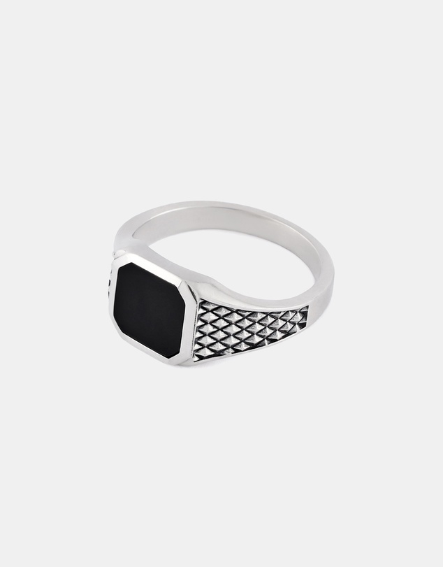 Serge DeNimes - Silver Onyx Armour Ring