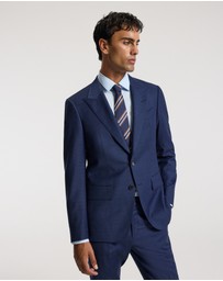 Calibre - Micro Check Wool Suit Jacket Royal Blue