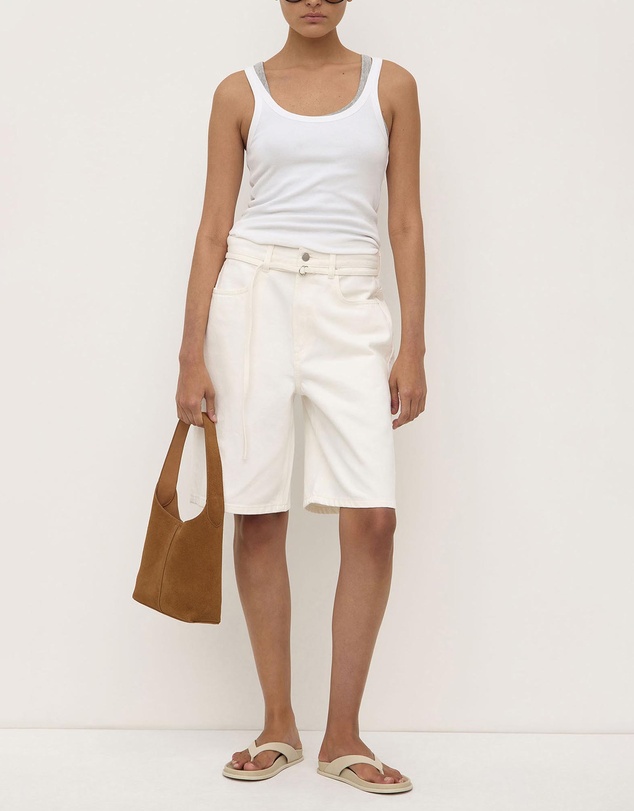 Assembly Label - Loose Fit Long Denim Shorts