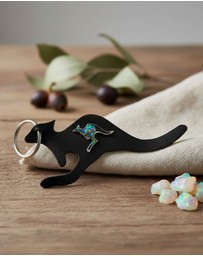 Jacaru - Jacaru 6419 Keyring Kangaroo Shape with Kangaroo opal