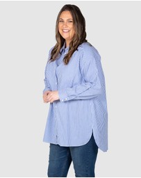 Love Your Wardrobe - Leah Stripe Curved Hem Over Shirt