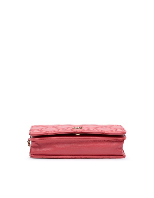 Chanel - Pre-Loved Quilted Lambskin Double Stitch Tassel Wallet On Chain