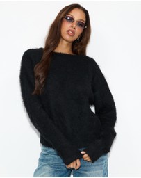 Dazie - Yasmin Open Back Fluffy Knit Jumper