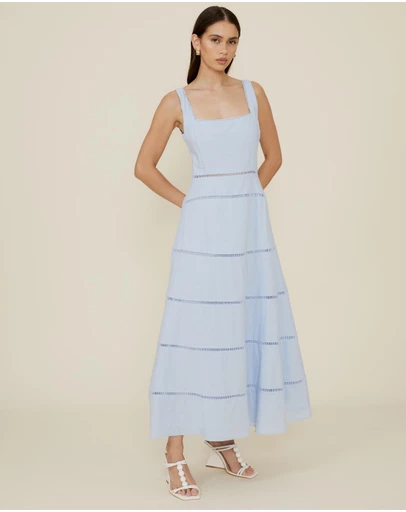The Fated - Ruffle Pinafore Maxi Tiered Dress