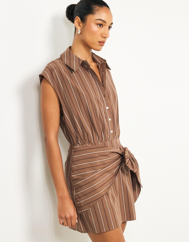 AERE - Marlowe Stripe Mini Shirt Dress