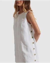 Decjuba - Belle Button Linen Mini Dress