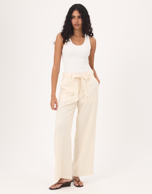 Atmos&Here - Ava Linen Blend Tie Waist Wide Leg Pants