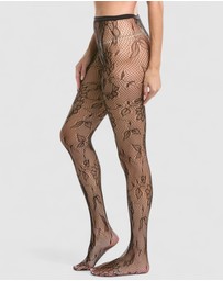 High Heel Jungle - Shadow Bloom Floral Fishnet Tights