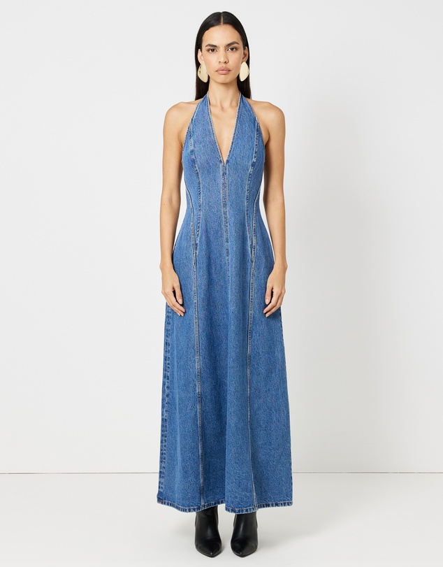 white christmas dresses Marc Cain Sports Women's Rethink Together Denim A-line Dress ZS 21.12 –  Izzi of Baslow main image 1