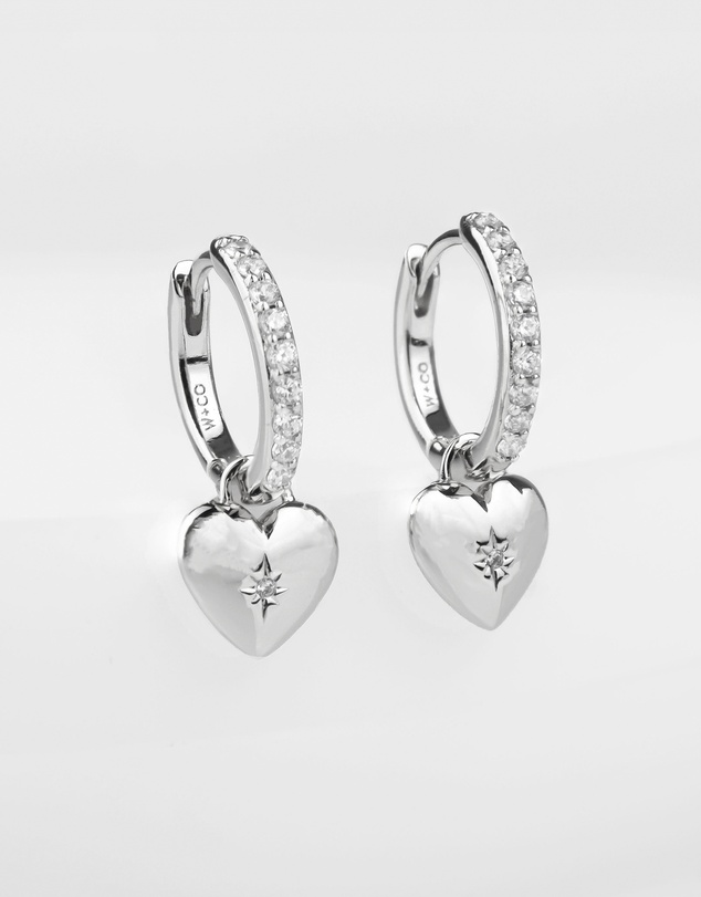 Wanderlust + Co - Heart Charm Huggie Earrings