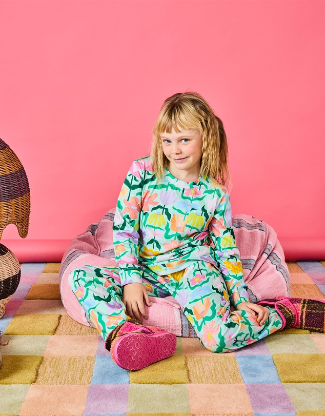 Kip&Co - Popping Flowers Organic Cotton LS Top Pants Pyjama - Kids-Teens