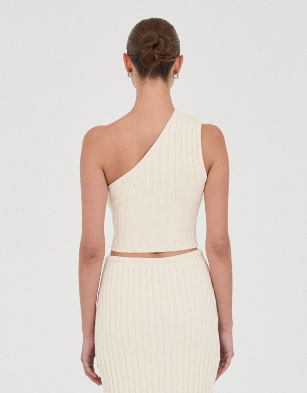 FRIEND of AUDREY - The Cotton Rib One-Shoulder Top