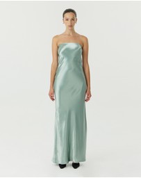 Third Form - Satin Tie Back Strapless Maxi Dress