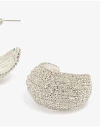 Lovisa - Silver Diamante Thick Hoop Earrings