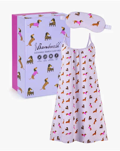 Bamboozld - Women's Bamboo Jersey Dash Dreaming Nightie & Mask Gift Set