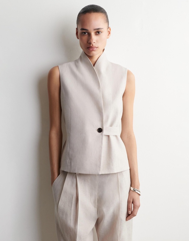 COS - Shawl-Collar Belted Linen Waistcoat