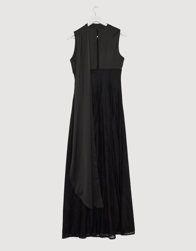 Revibe - Repaired CHANCERY Nia Self Scarf Satin and Lace Maxi Dress - AU 10
