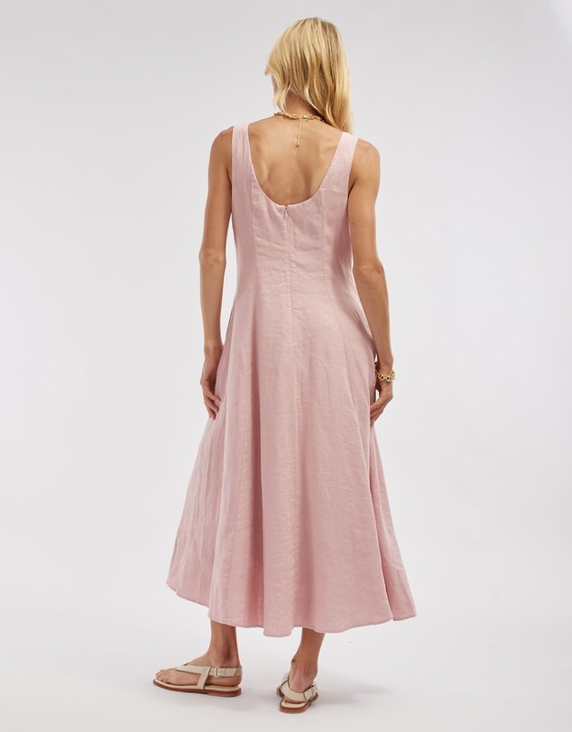 Amelius - Anna Panelled Linen Midi Dress