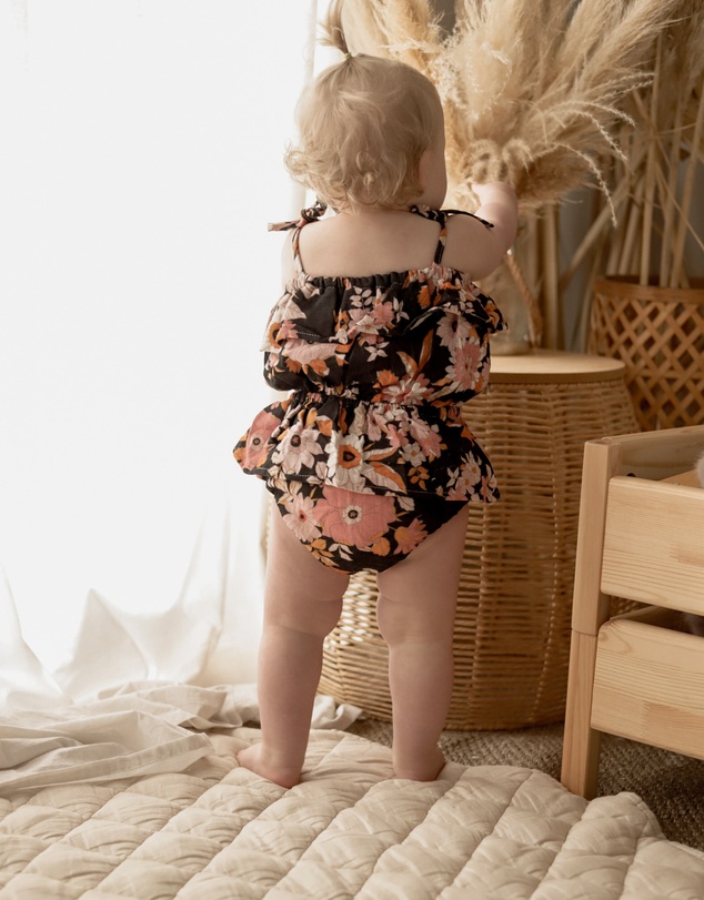 WITH LOVE FOR KIDS - Cotton Muslin Ruffle Playsuit - Babies