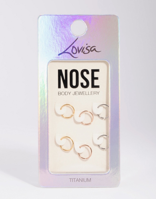 Lovisa - Titanium Nose Ring 6-Pack