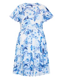 City Chic - Short Sleeve Print Wrap Midi Dress