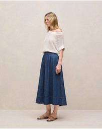 Trenery - Mercerised Cotton Open Knit T-shirt in Ivory