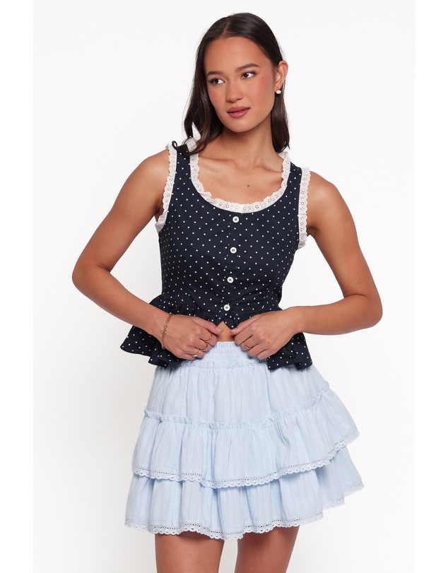 Petal & Pup - Charpelle Tiered Ruffle Mini Skirt - Light Blue