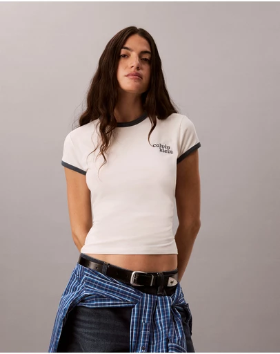 Calvin Klein Jeans - Calvin Klein Logo Slim Ringer Tee