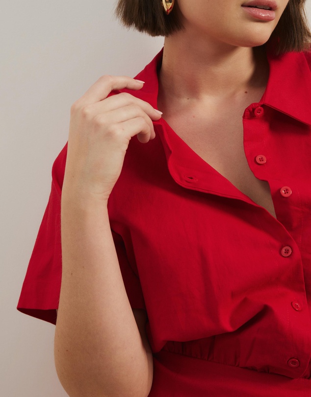 Atmos&Here Curvy - Remi Linen Blend Mini Shirt Dress
