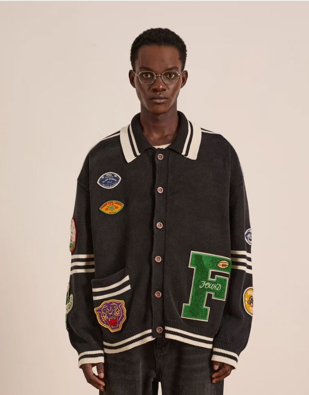 Found - Varsity Patch Collared Cardigan