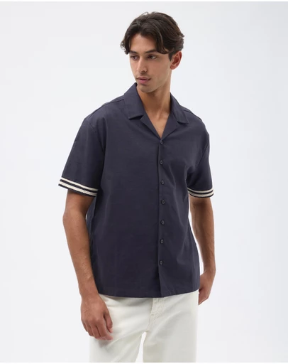 AERE - Contrast Linen Blend Shirt