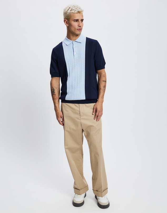 Ben Sherman - Textured Block Stripe Organic Cotton Polo