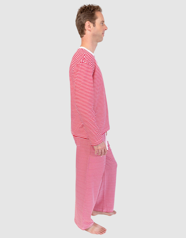 Sant And Abel - Men's Jersey Red Stripe Henley Top
