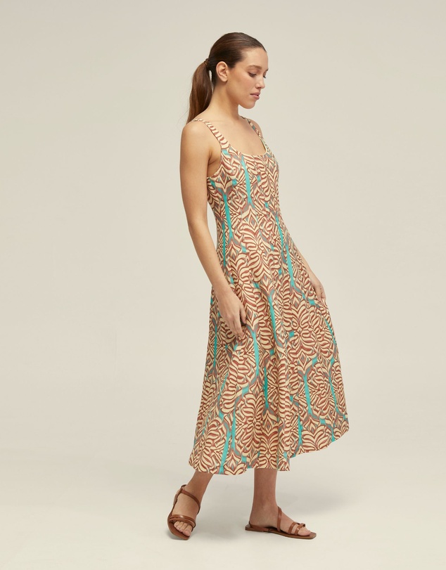 Oxford - Elodie Linen Blend Printed Dress