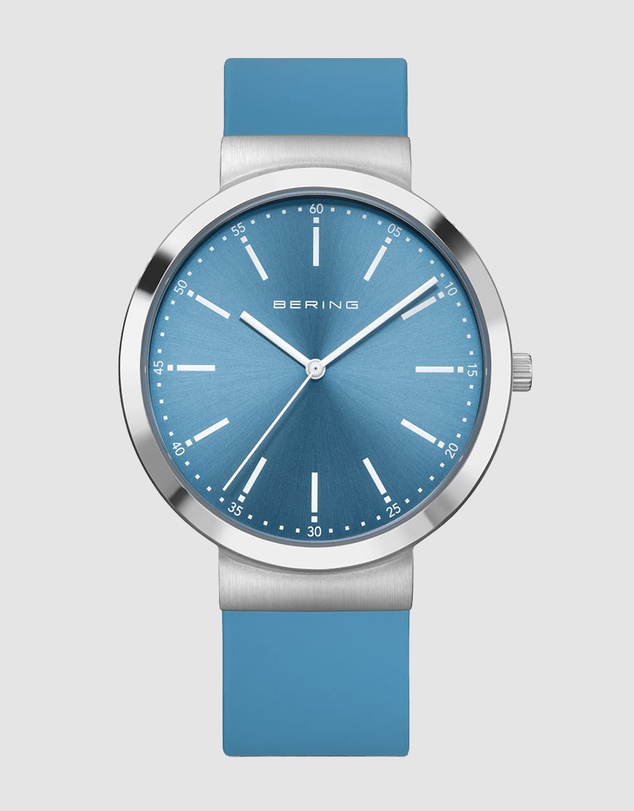 Bering - Bering Gents 41mm Acrtic Blue Dial Arctic Blue Silicon Strap Watch