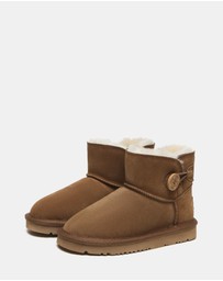 EVERAU - Australian Shepherd Ugg Nolan Kids Mini Button Cow Suede Upper UGG Boots