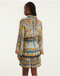 Farm Rio - Mosaic Garden Soft Blue Mini Dress