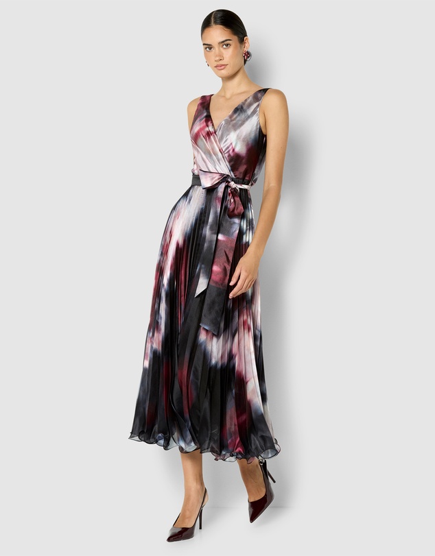 Montique - Ange Printed Pleat Cocktail Dress