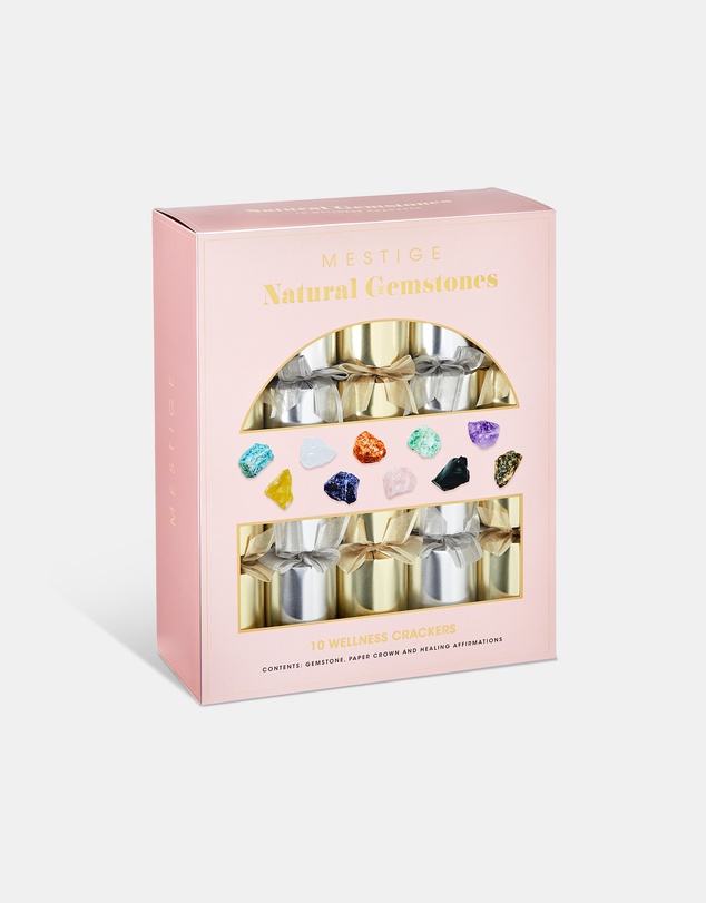 Mestige - Wellness 10 Pack Crackers with Natural Gemstones - Golden and Silver Matte