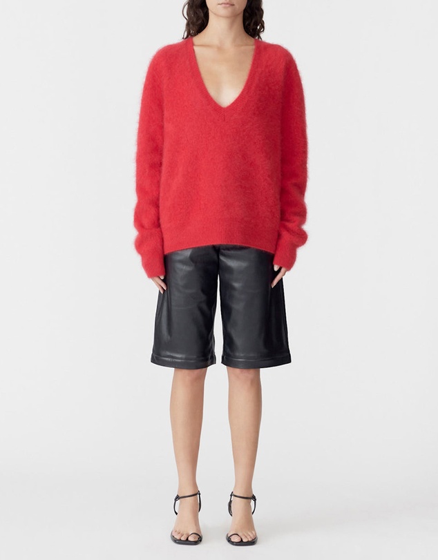 Bassike - Deep V Textured Knit Top